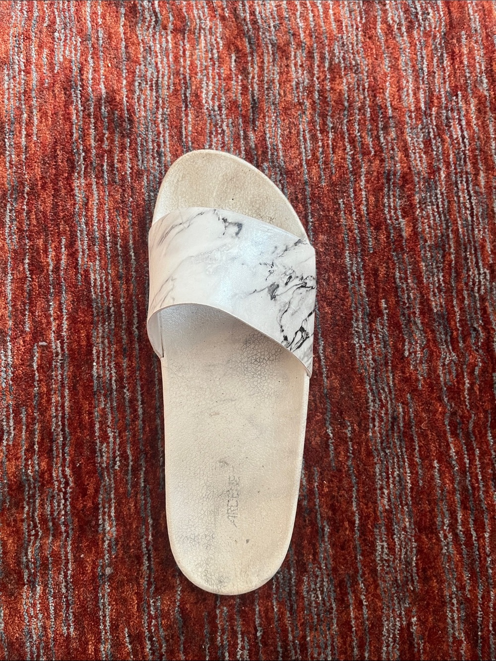 Amazon White Marble-Print Slide Sandal